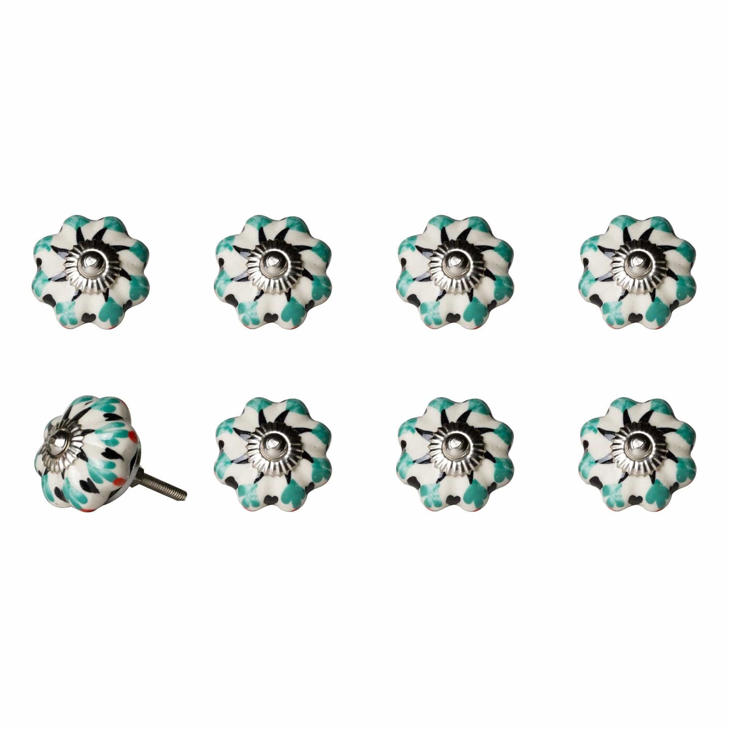 1.5" X 1.5" X 1.5" Hues Of White Green And Black Knobs 8 Pack - Homeroots - Flyclothing LLC
