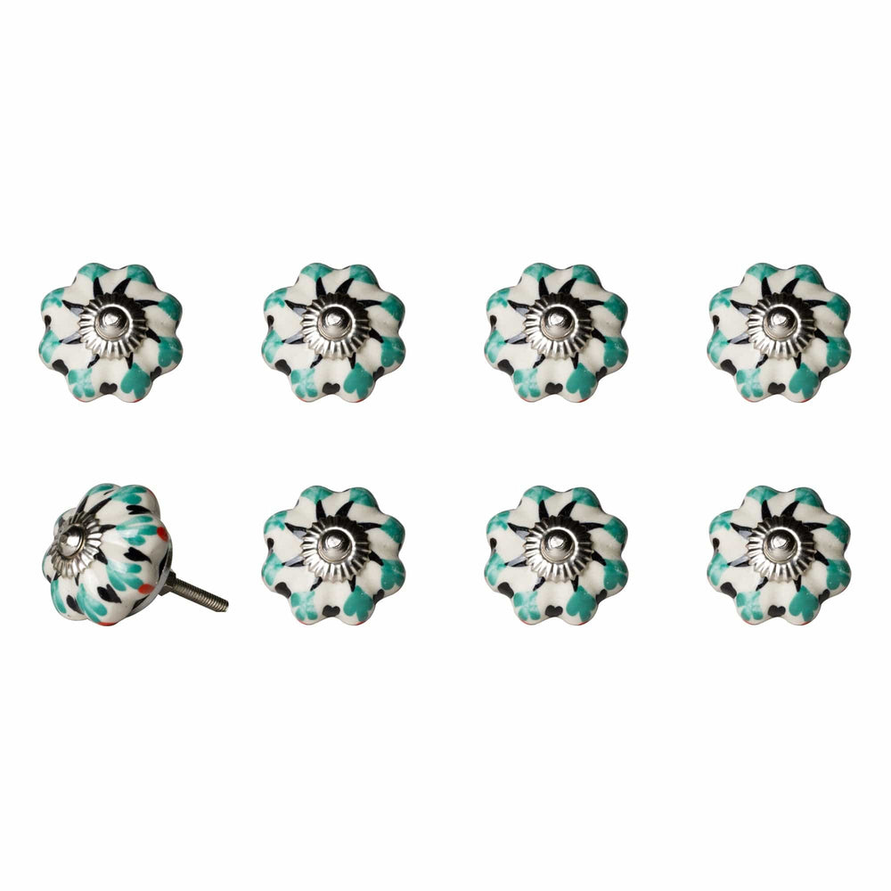 1.5" X 1.5" X 1.5" Hues Of White Green And Black Knobs 8 Pack - Homeroots - Flyclothing LLC