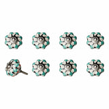 1.5" X 1.5" X 1.5" Hues Of White Green And Black  Knobs 8 Pack - Homeroots