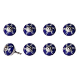 1.5" X 1.5" X 1.5" Hues Of White Navy And Silver  Knobs 8 Pack - Homeroots