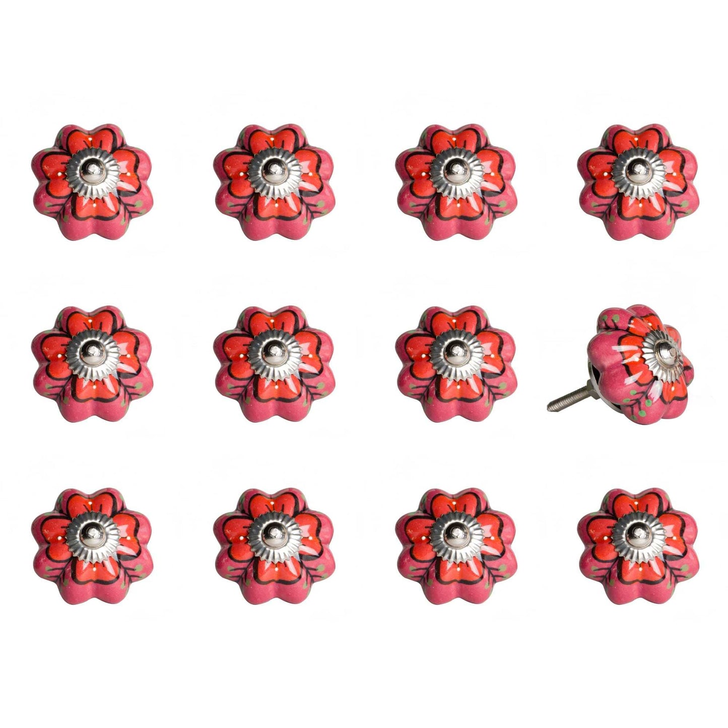 1.5" X 1.5" X 1.5" Pink Red And Green Knobs 12 Pack - Homeroots - Flyclothing LLC