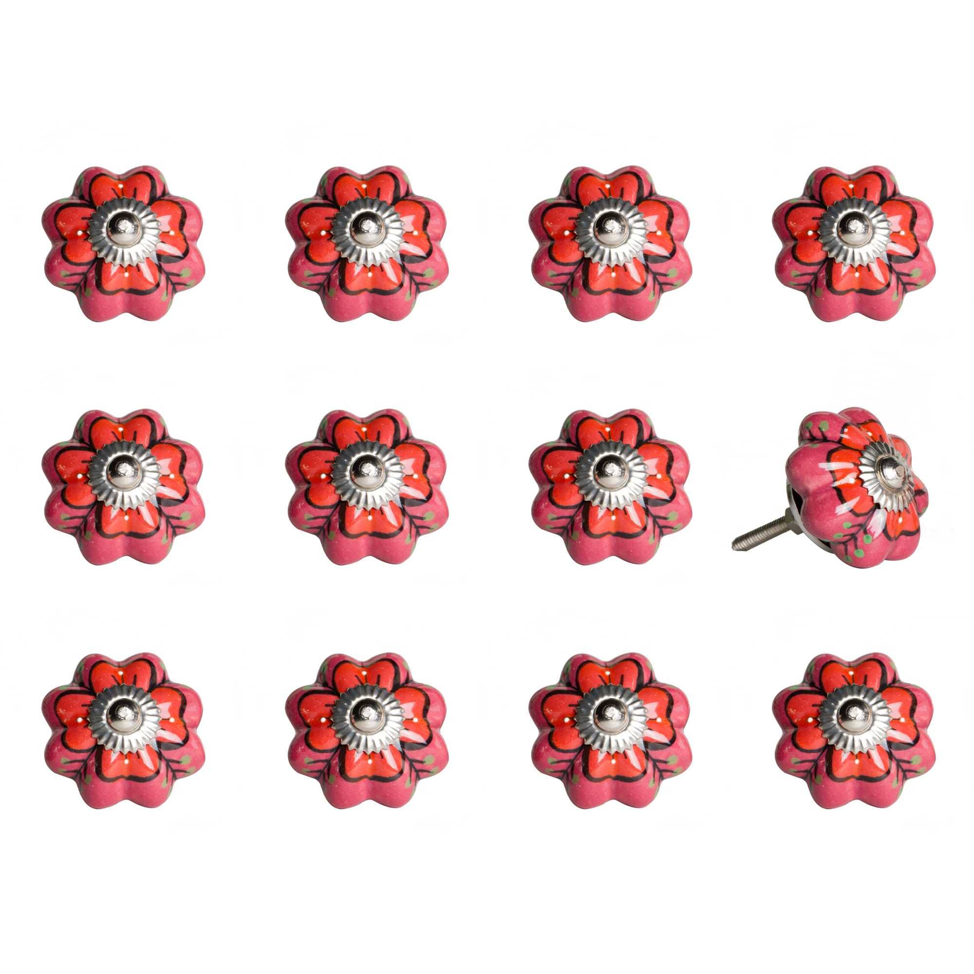 1.5" X 1.5" X 1.5" Pink Red And Green Knobs 12 Pack - Homeroots - Flyclothing LLC