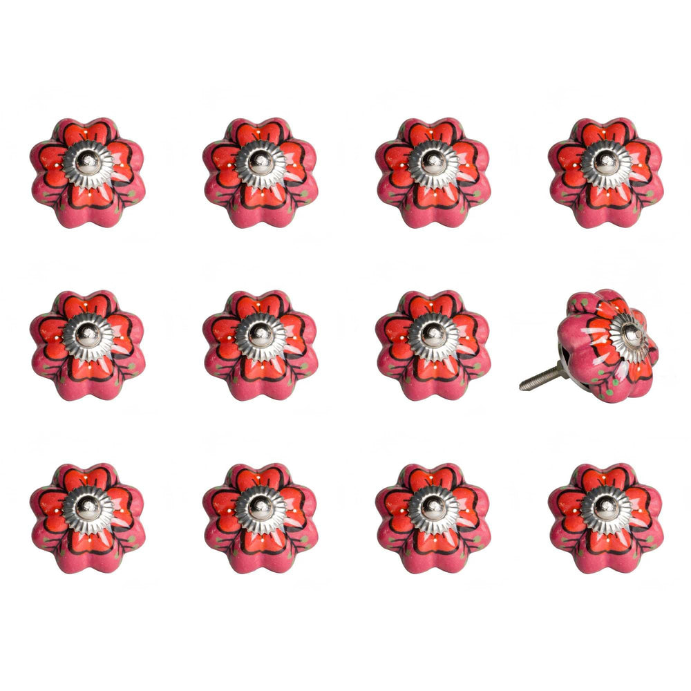 1.5" X 1.5" X 1.5" Pink Red And Green  Knobs 12 Pack - Homeroots