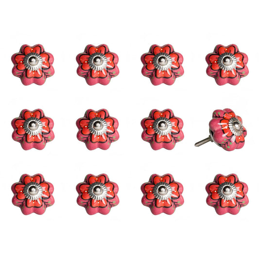 1.5" X 1.5" X 1.5" Pink Red And Green  Knobs 12 Pack - Homeroots
