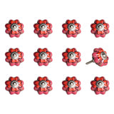 1.5" X 1.5" X 1.5" Pink Red And Green  Knobs 12 Pack - Homeroots