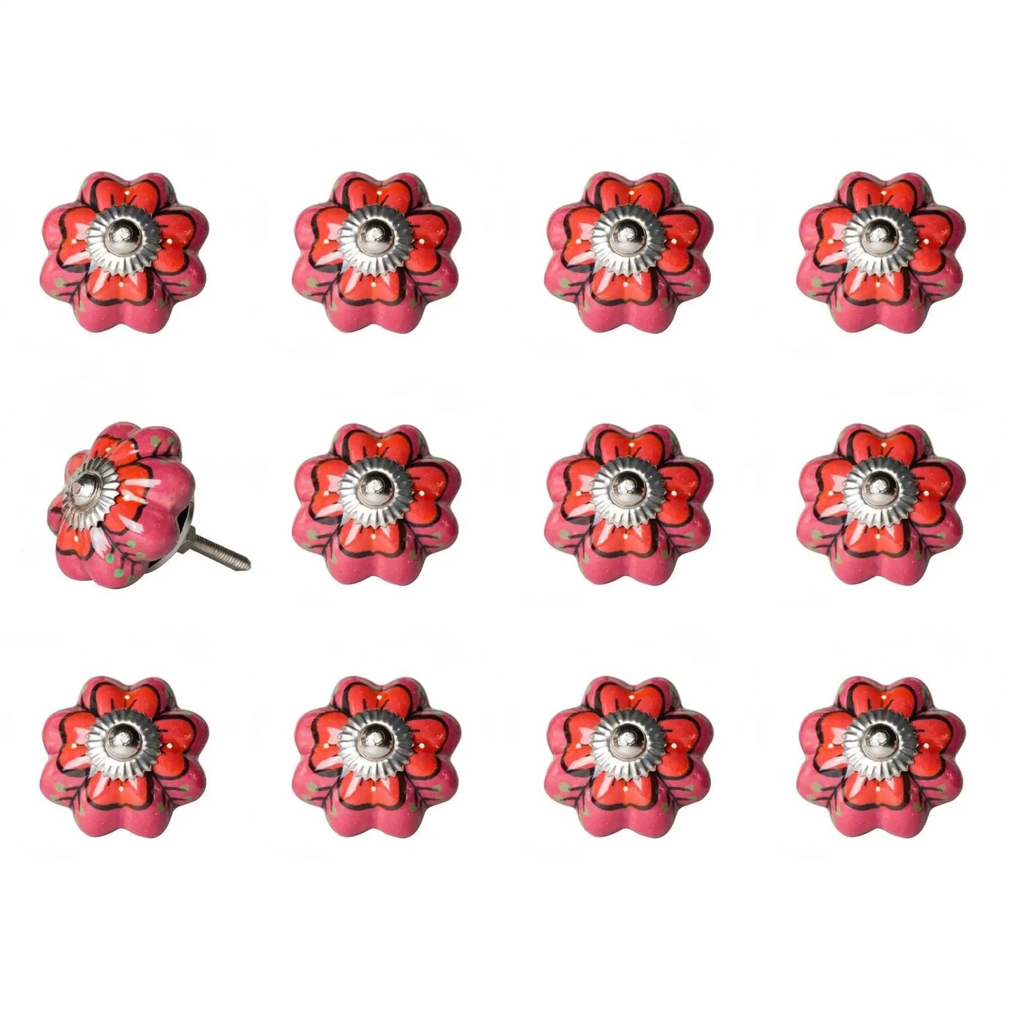1.5" X 1.5" X 1.5" Pink Red And Green Knobs 12 Pack - Homeroots - Flyclothing LLC