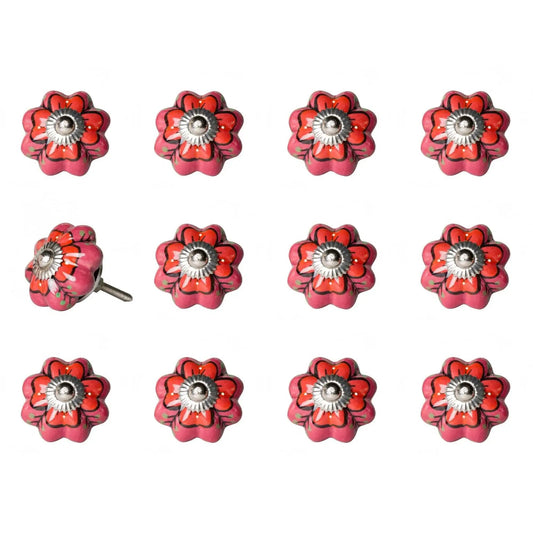 1.5" X 1.5" X 1.5" Pink Red And Green  Knobs 12 Pack - Homeroots