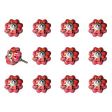 1.5" X 1.5" X 1.5" Pink Red And Green  Knobs 12 Pack - Homeroots