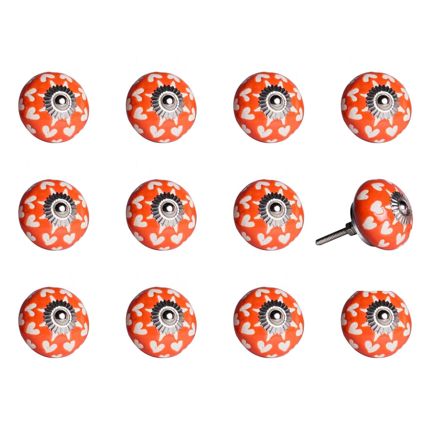 1.5" X 1.5" X 1.5" Orange White And Silver Knobs 12 Pack - Homeroots - Flyclothing LLC