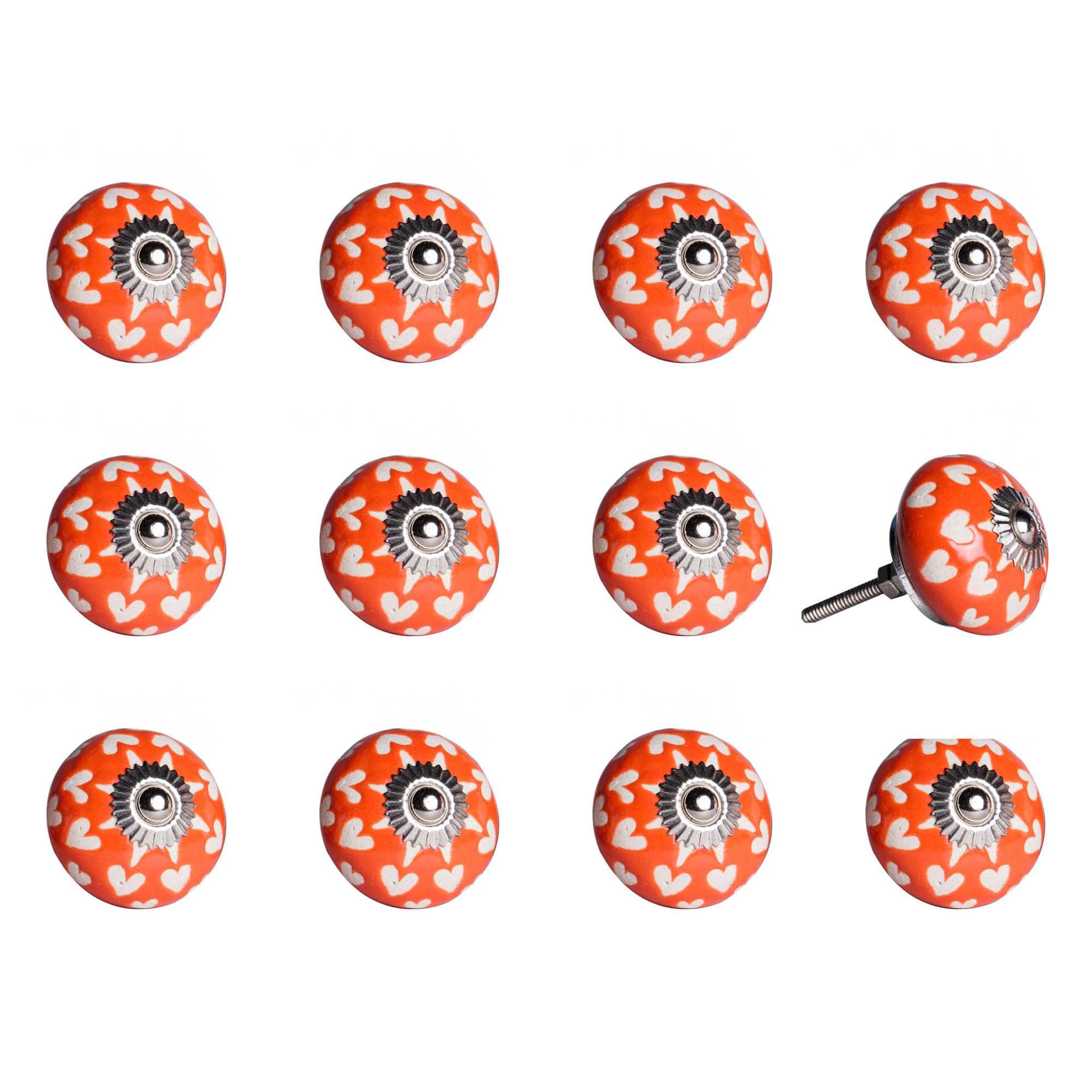 1.5" X 1.5" X 1.5" Orange White And Silver Knobs 12 Pack - Homeroots - Flyclothing LLC