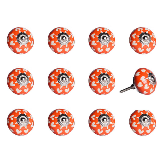1.5" X 1.5" X 1.5" Orange White And Silver  Knobs 12 Pack - Homeroots