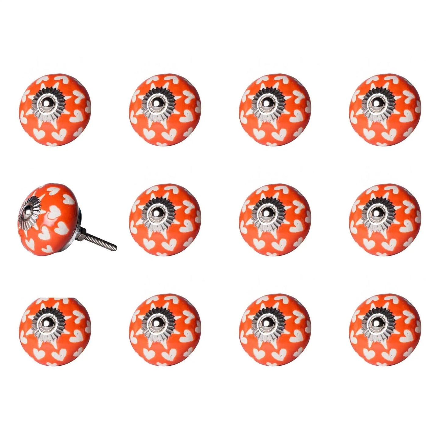 1.5" X 1.5" X 1.5" Orange White And Silver Knobs 12 Pack - Homeroots - Flyclothing LLC