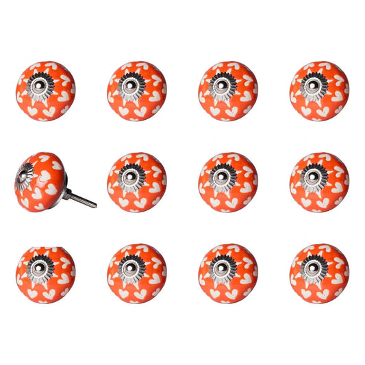 1.5" X 1.5" X 1.5" Orange White And Silver  Knobs 12 Pack - Homeroots