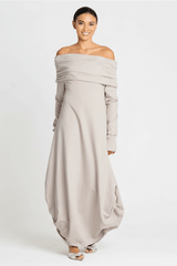 French Terry Curtain Dress - Putty - PLANET by Lauren G - Flyclothing LLC