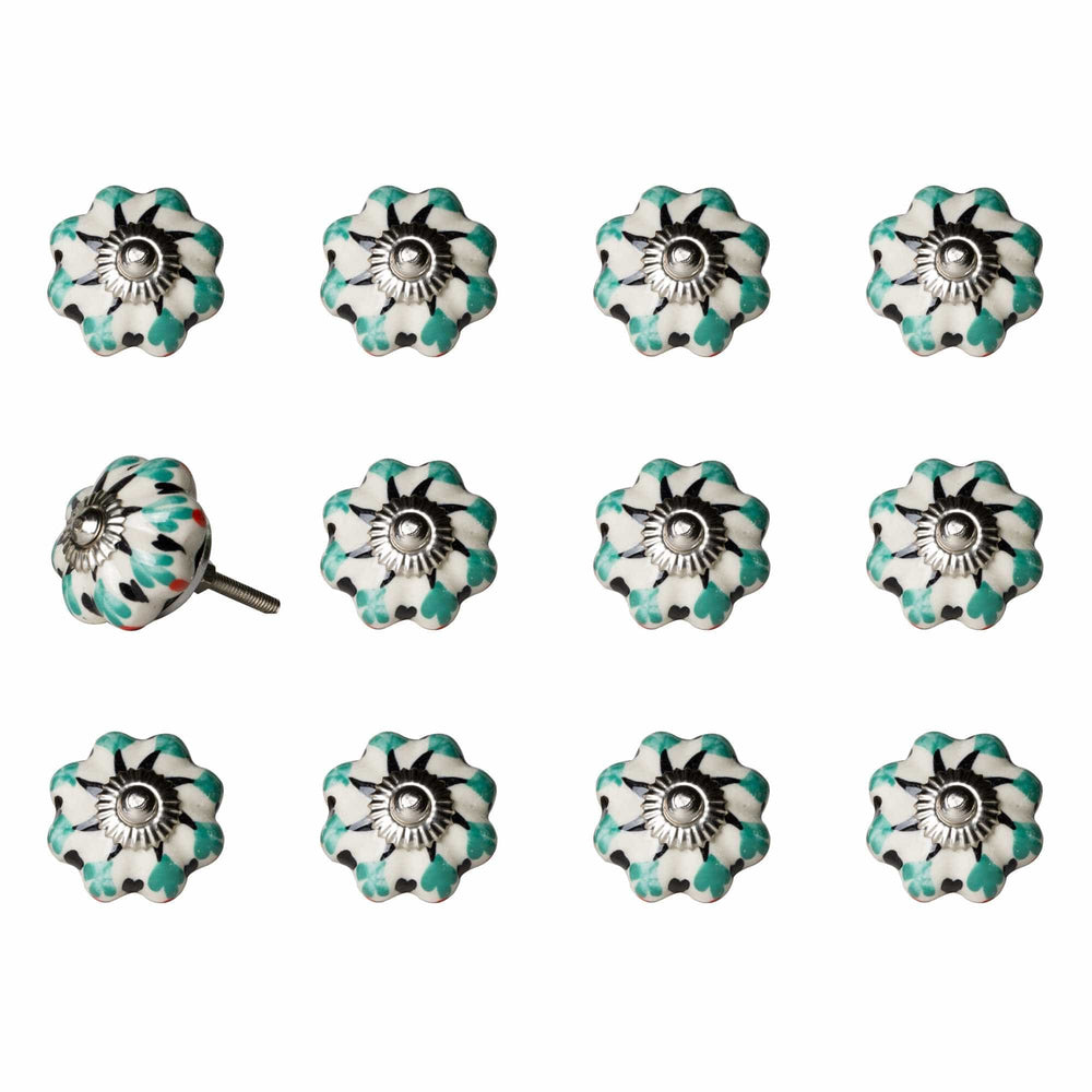 1.5" X 1.5" X 1.5" White Green And Black Knobs 12 Pack - Homeroots - Flyclothing LLC