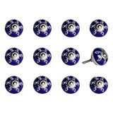 1.5" X 1.5" X 1.5" Navy White And Silver  Knobs 12 Pack - Homeroots