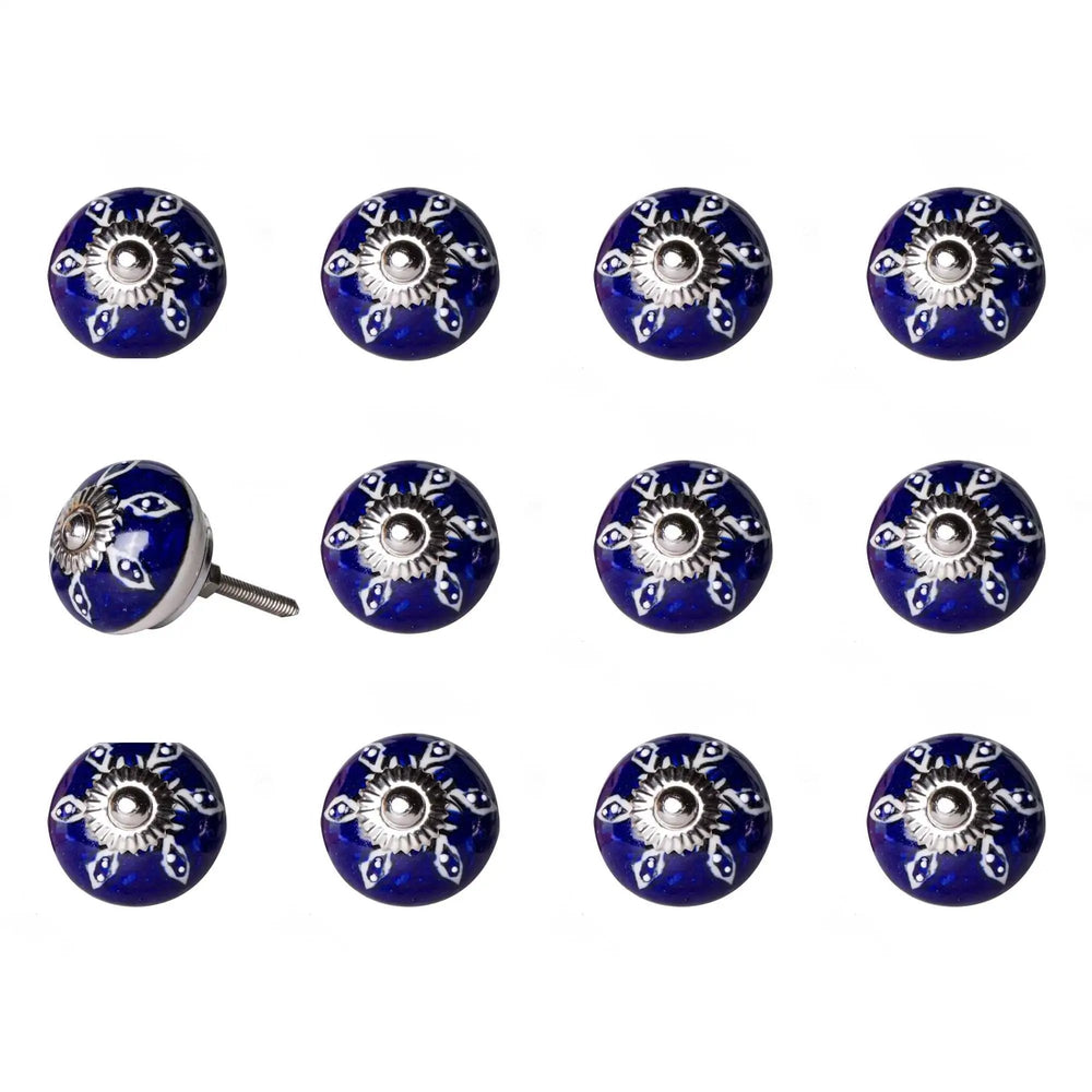 1.5" X 1.5" X 1.5" Navy White And Silver Knobs 12 Pack - Homeroots - Flyclothing LLC