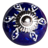 1.5" X 1.5" X 1.5" Navy White And Silver  Knobs 12 Pack - Homeroots
