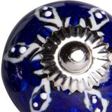 1.5" X 1.5" X 1.5" Navy White And Silver  Knobs 12 Pack - Homeroots