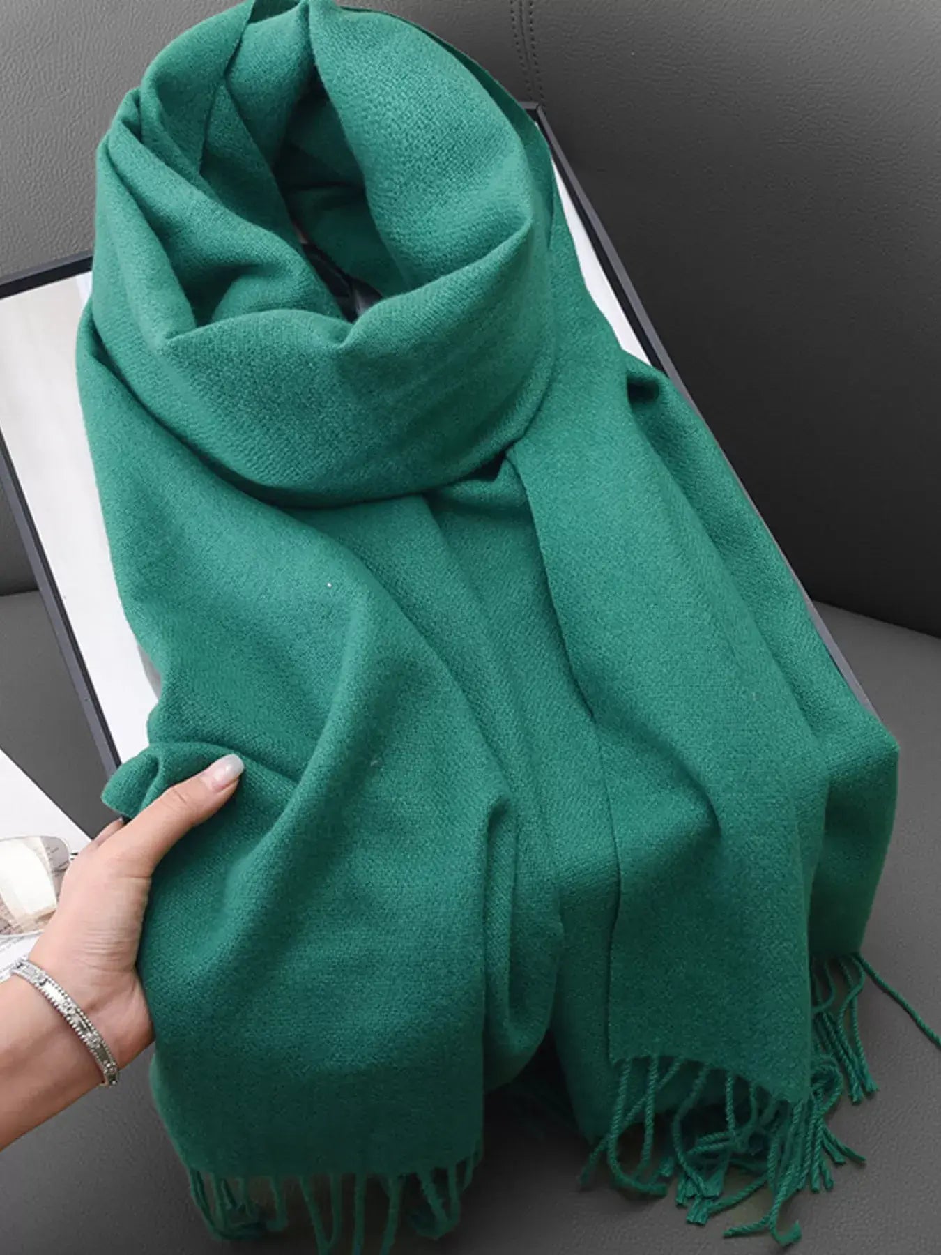 Solid Color Fringe Scarf - Trendsi - Flyclothing LLC