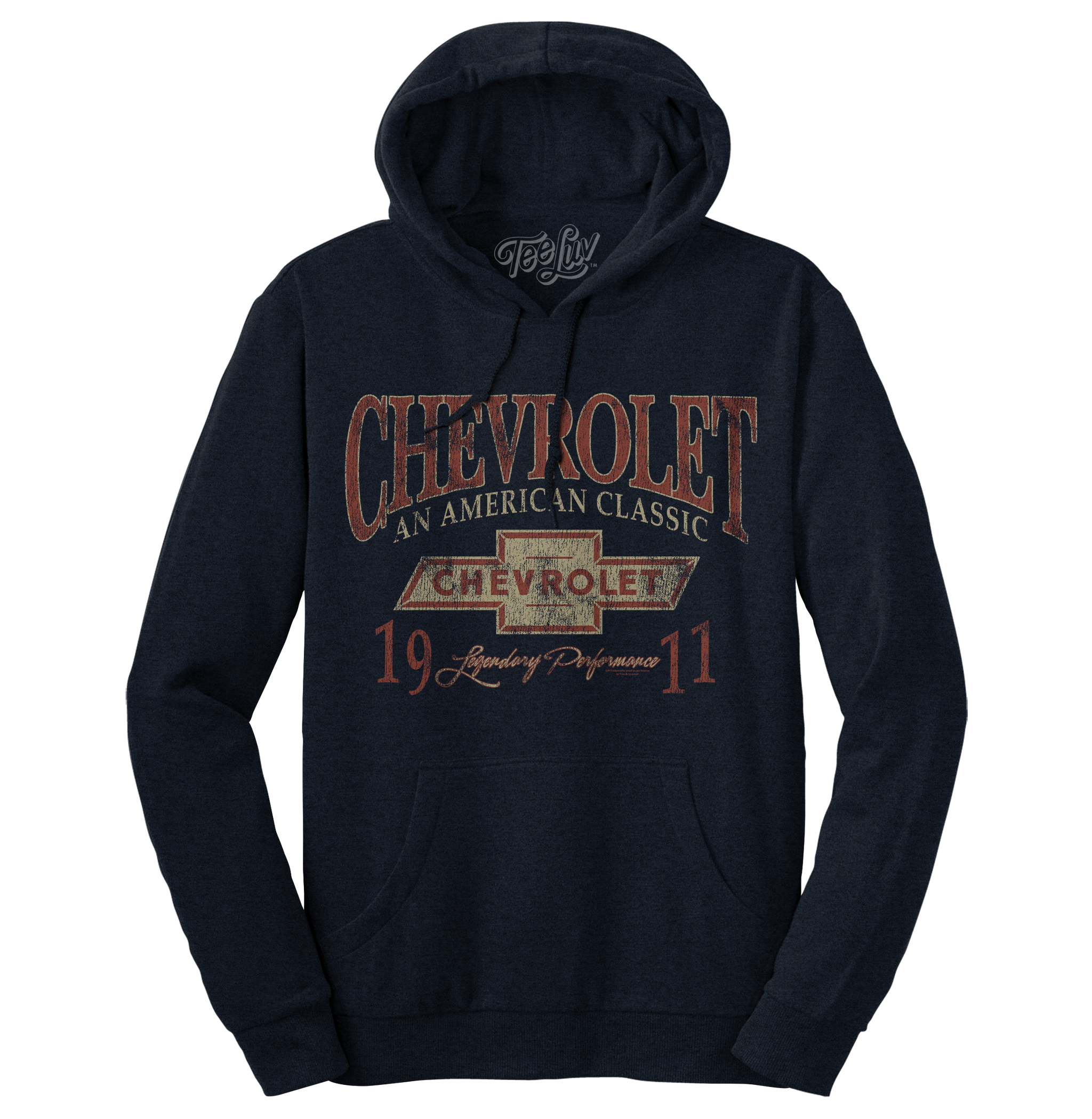 Chevy American Classic Pullover Hooded Sweatshirt - Navy