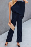 Single Shoulder Short Sleeve Jumpsuit - Trendsi - Flyclothing LLC