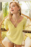 BiBi Tied Detail Short Sleeve T-Shirt - Trendsi - Flyclothing LLC