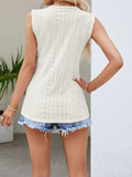 Eyelet V-Neck Tank - Trendsi - Flyclothing LLC