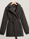 Puffer Long Sleeve Winter Coat with Belt - Trendsi - Flyclothing LLC