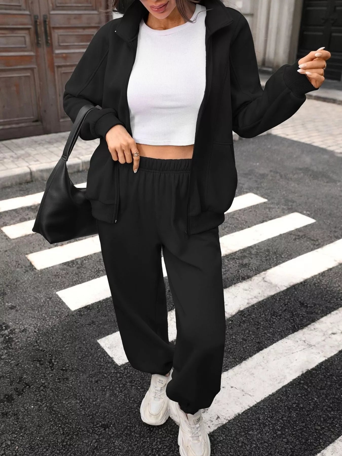 Zip-Up Long Sleeve Top and Pants Set - Trendsi - Flyclothing LLC