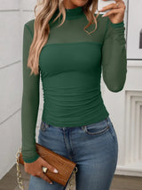Mock Neck Long Sleeve Top - Trendsi - Flyclothing LLC