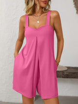 Mandy Sweetheart Neck Wide Strap Romper with Pockets - Trendsi - Flyclothing LLC