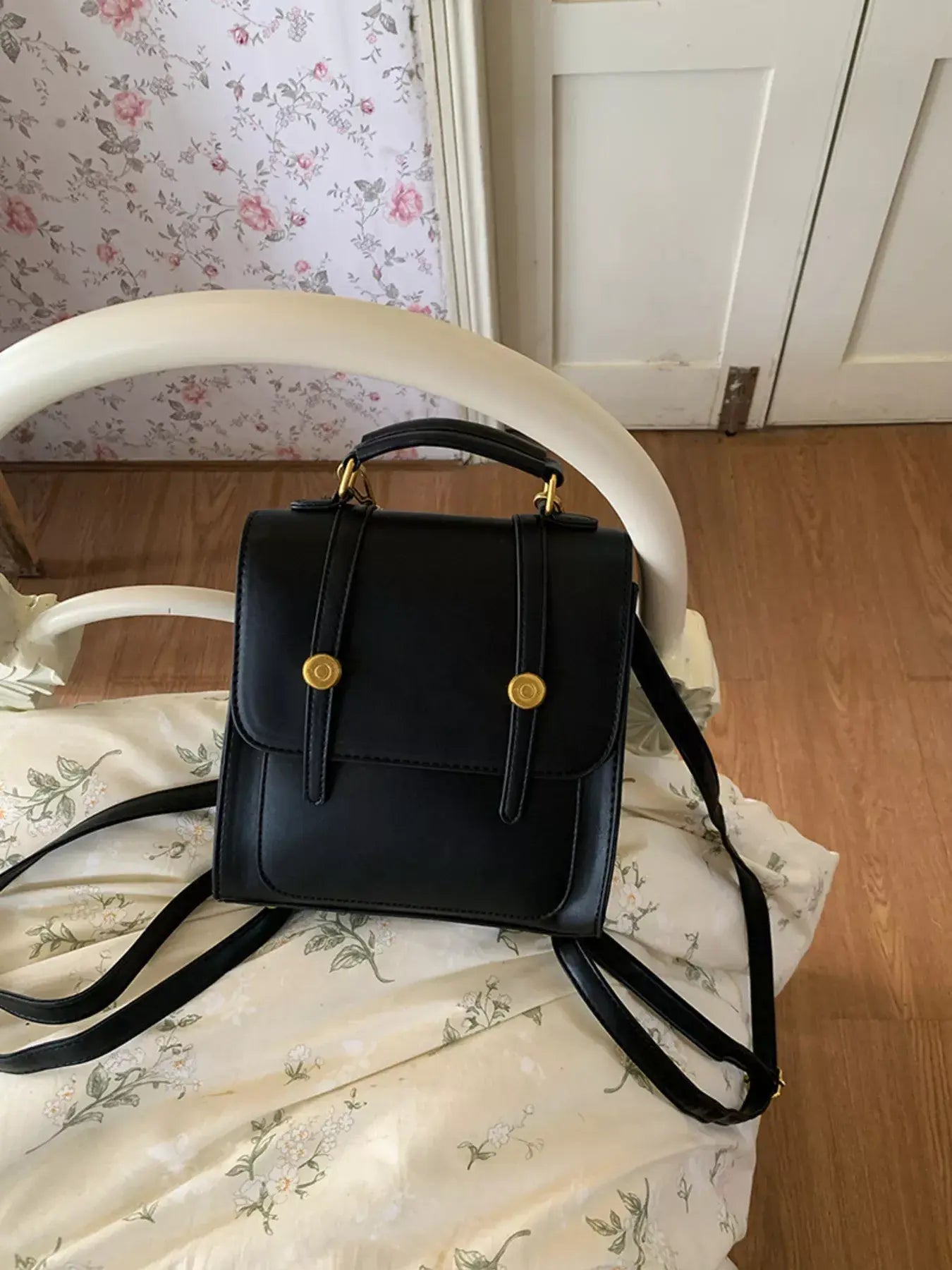 Top Handle Leather Backpack Bag - Trendsi - Flyclothing LLC