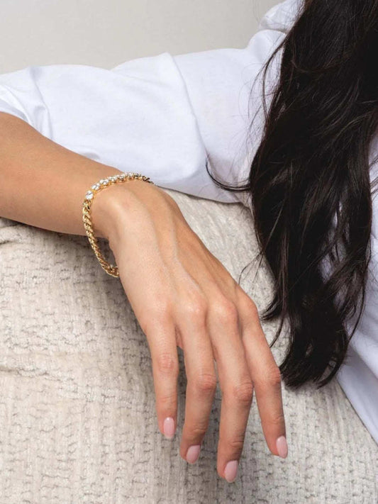 18K Gold-Plated Zircon Necklace and Bracelet Jewelry Set - Trendsi - Flyclothing LLC