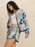 Printed Button Up Long Sleeve Outerwear and Shorts Set - Trendsi - Flyclothing LLC