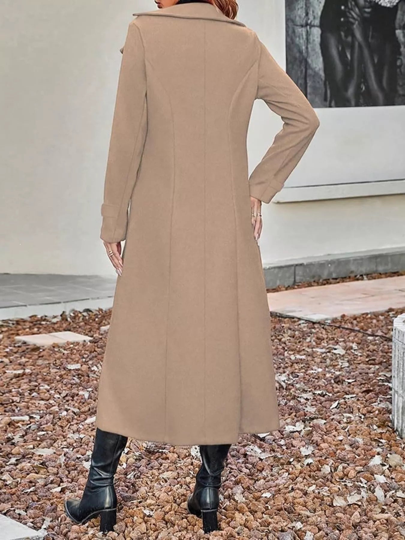 Full Size Double-Breasted Longline Trench Coat Plus Size - Trendsi - Flyclothing LLC