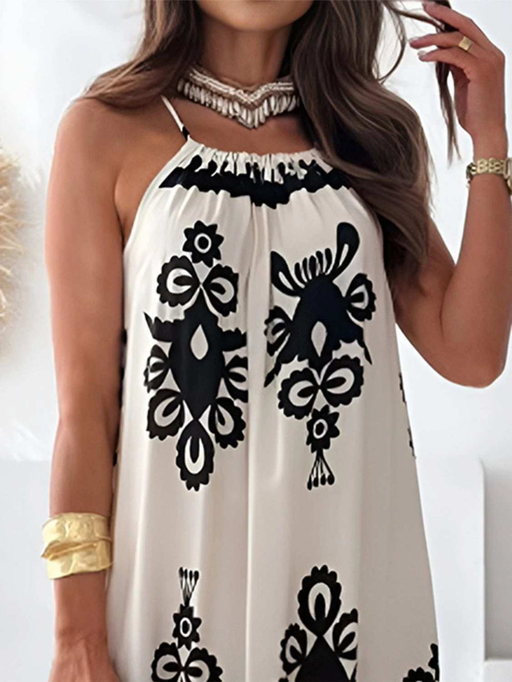 Printed Spaghetti Strap Sleeveless Maxi Dress - Trendsi - Flyclothing LLC