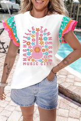 Ruffled Round Neck Cap Sleeve Top - Trendsi - Flyclothing LLC