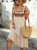 Perfee Tied Smocked Tiered Midi Cami Dress - Trendsi