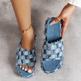 Plaid PU Leather Platform Sandals - Trendsi