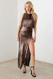 Mustard Seed Metallic Shiny Sequins Back Ribbon Bubble Top - Trendsi