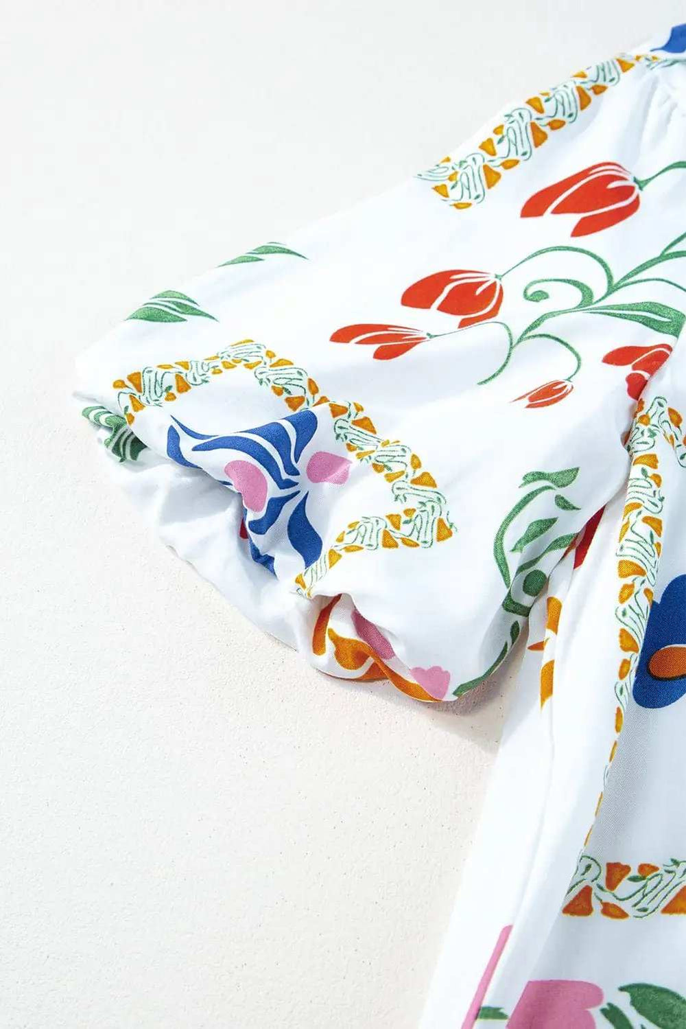 Pocketed Printed Half Sleeve Romper - Trendsi - Flyclothing LLC