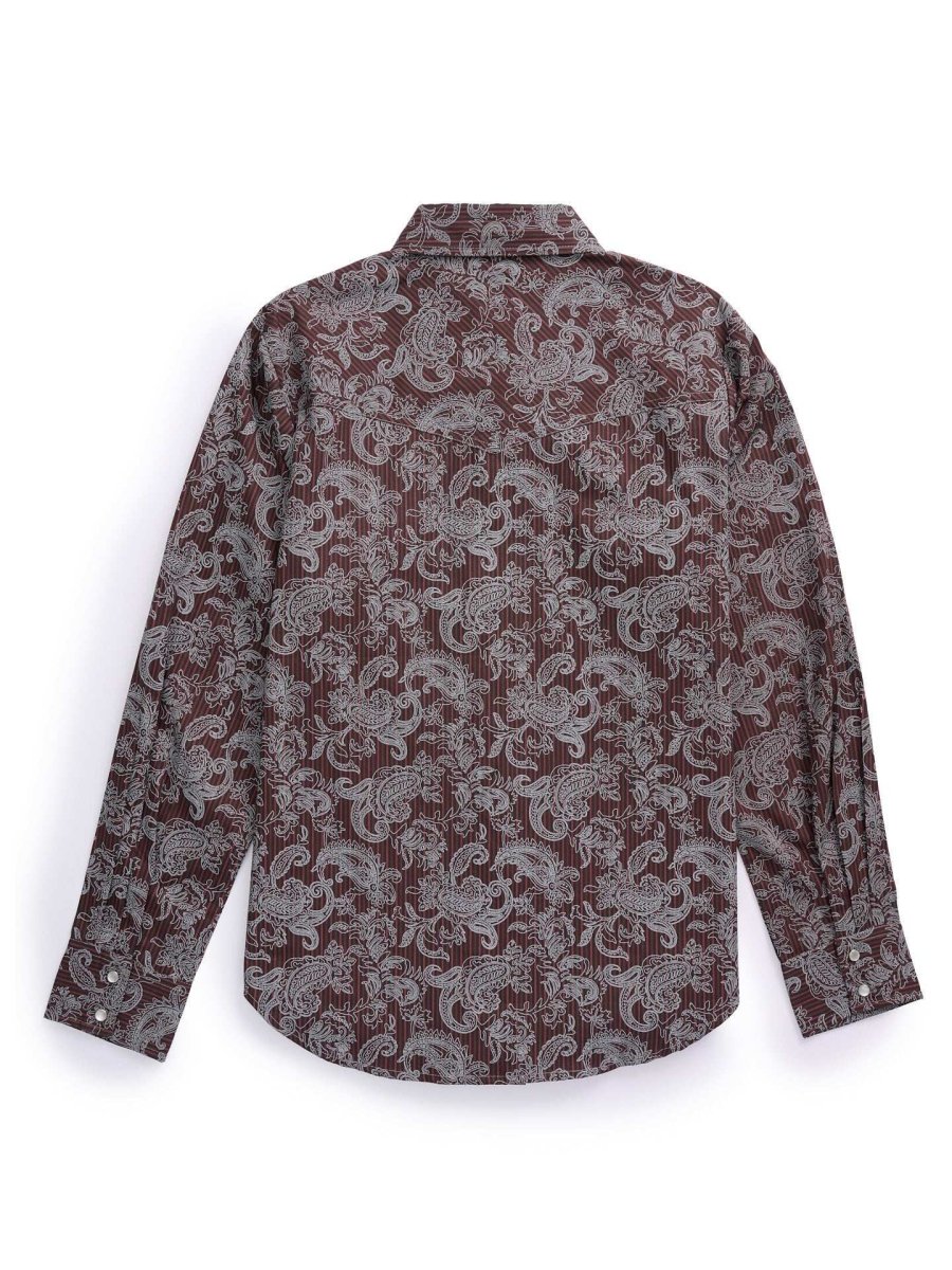 Women's Ely Walker Burgundy Paisley Print Western Snap Shirt - Ely Cattleman - Flyclothing LLC