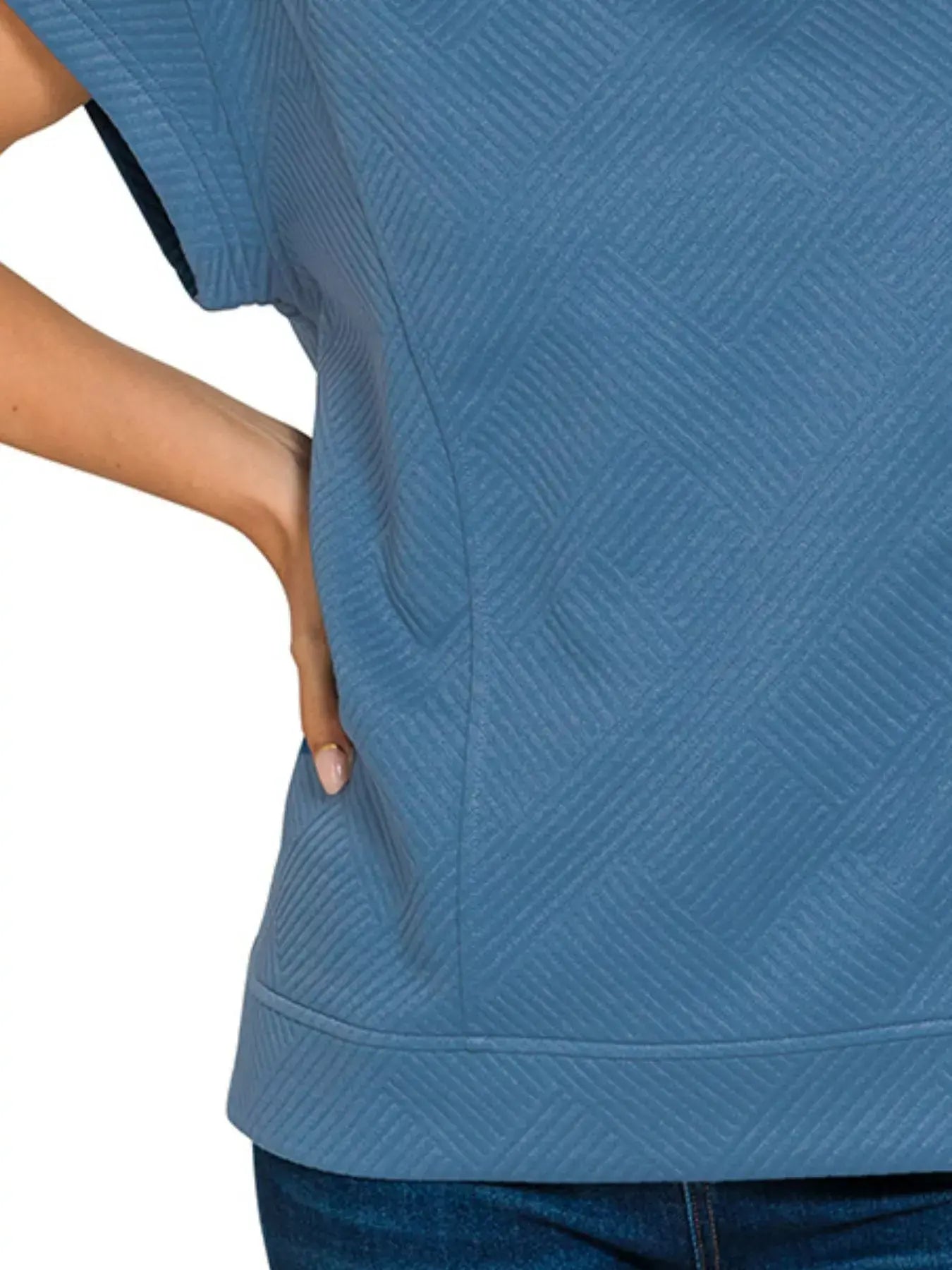 Zenana Textured Knit Jacquard Short Sleeve Top - Trendsi - Flyclothing LLC