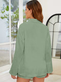 Button Up Long Sleeve Top and Shorts Set - Trendsi - Flyclothing LLC
