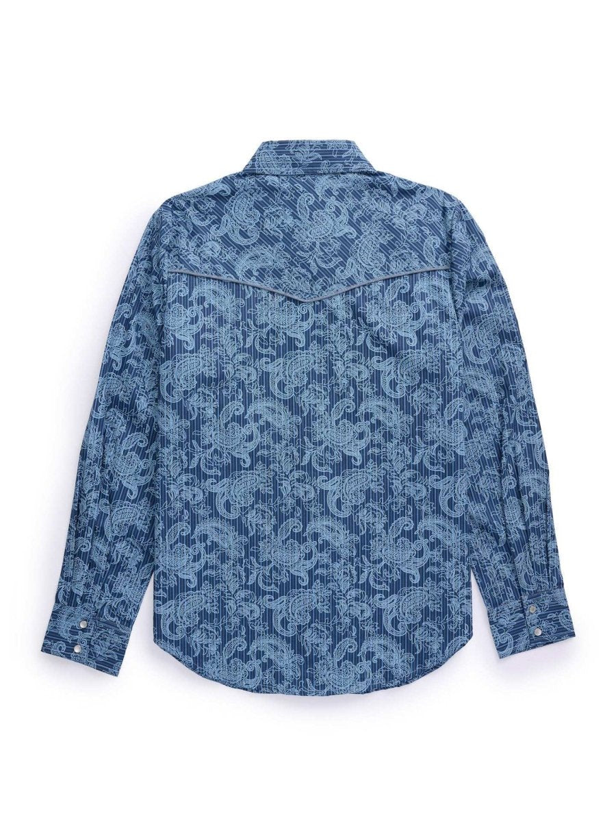 Women's Ely Cattleman Denim Blue Paisley Print Western Snap Shirt - Ely Cattleman - Flyclothing LLC