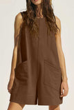 Lovelet Round Neck Sleeveless Romper with Pockets - Trendsi - Flyclothing LLC