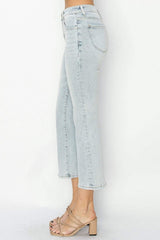RISEN Full Size Mid Rise Cropped Flare Jeans - Trendsi - Flyclothing LLC