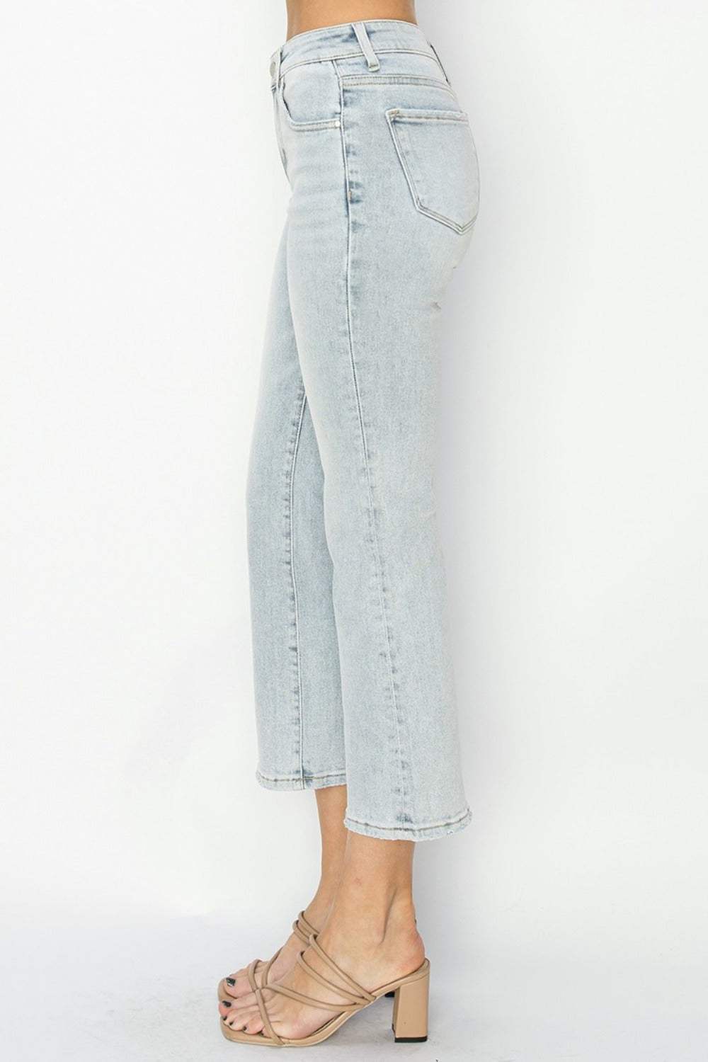 RISEN Full Size Mid Rise Cropped Flare Jeans - Trendsi - Flyclothing LLC