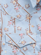 Women's Ely Walker Stone Blue Horseshoe Floral Print Long Sleeve Shirt - Ely Cattleman - Flyclothing LLC